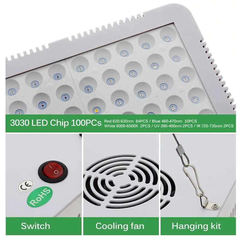 1000W Full Spectrum LED Grow Light for Indoor Plants: Veg and Bloom