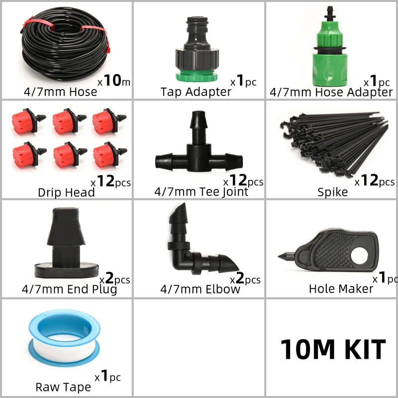 5M-60M Drip Irrigation Plant Watering Kit with Adjustable Drippers