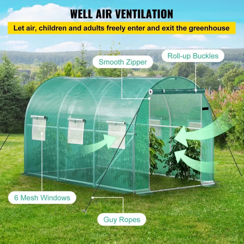 12x7x7 ft Walk-in Tunnel Greenhouse with Galvanized Frame and Waterproof Cover