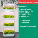 4-Layer Vertical Hydroponics Growing System Kit: 56 Holes, LED Light