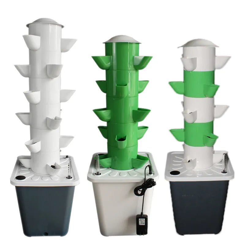 Vertical Tower Planters: DIY Hydroponic Growing System for Strawberries and Vegetables (2/3/4/5/6 Tiers)